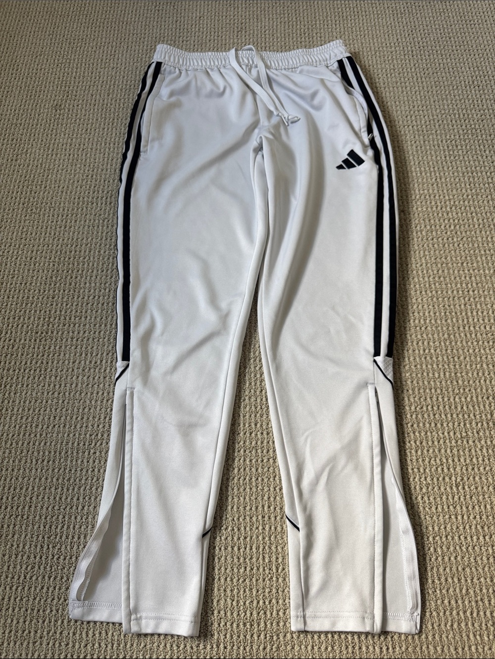 adidas White Joggers with Black Side Stripes